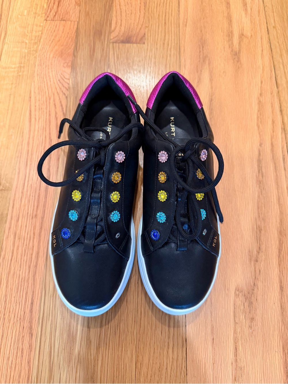 Kurt Geiger London Liviah Black Rainbow Crystal Jeweled Women’s Sneakers 39/8.5